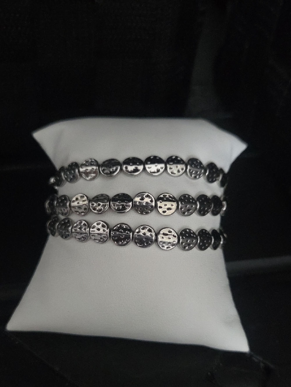 Paparazzi Textured Layered Silver Stretchy Bracelet NWT
